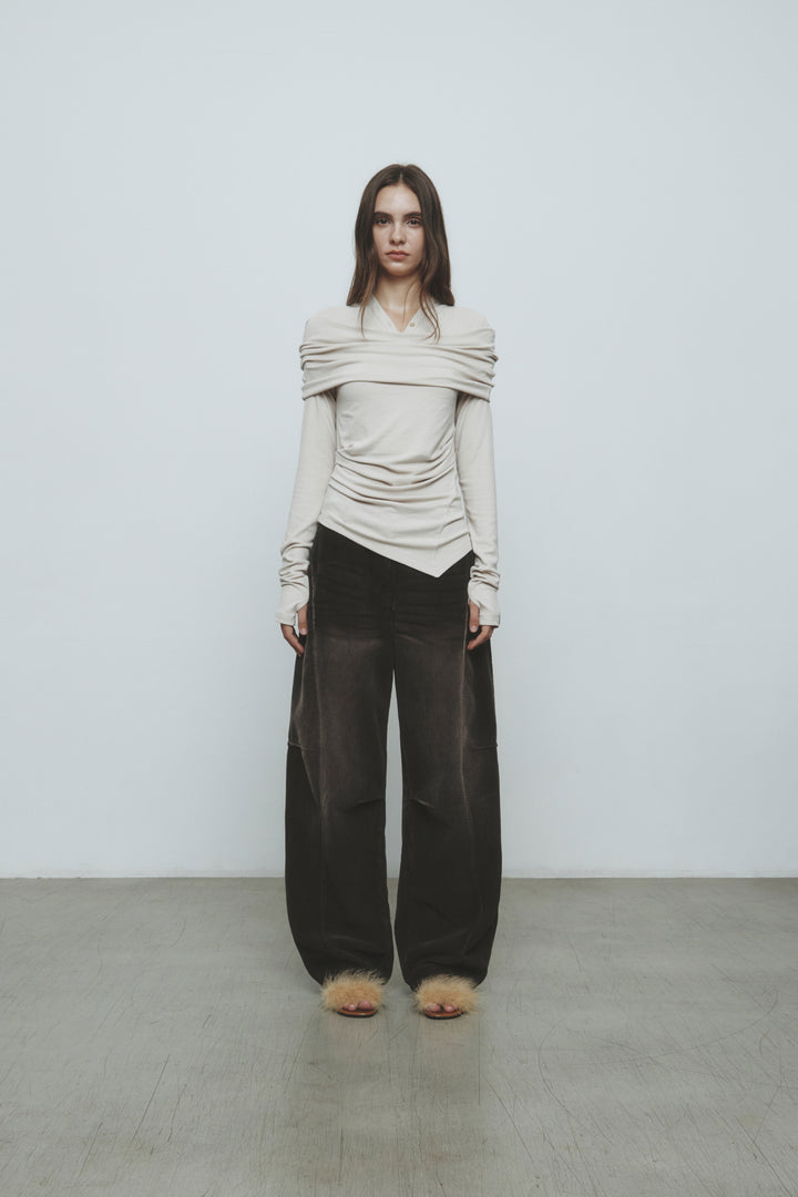 KIMMATIN Off-Shoulder Detail Top Light — Beige