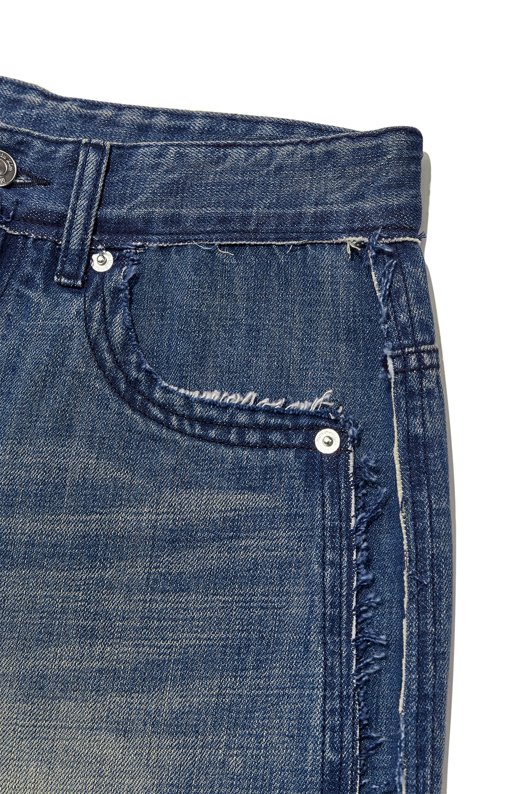 Matin Kim Rough Cut Line Point Denim — Blue