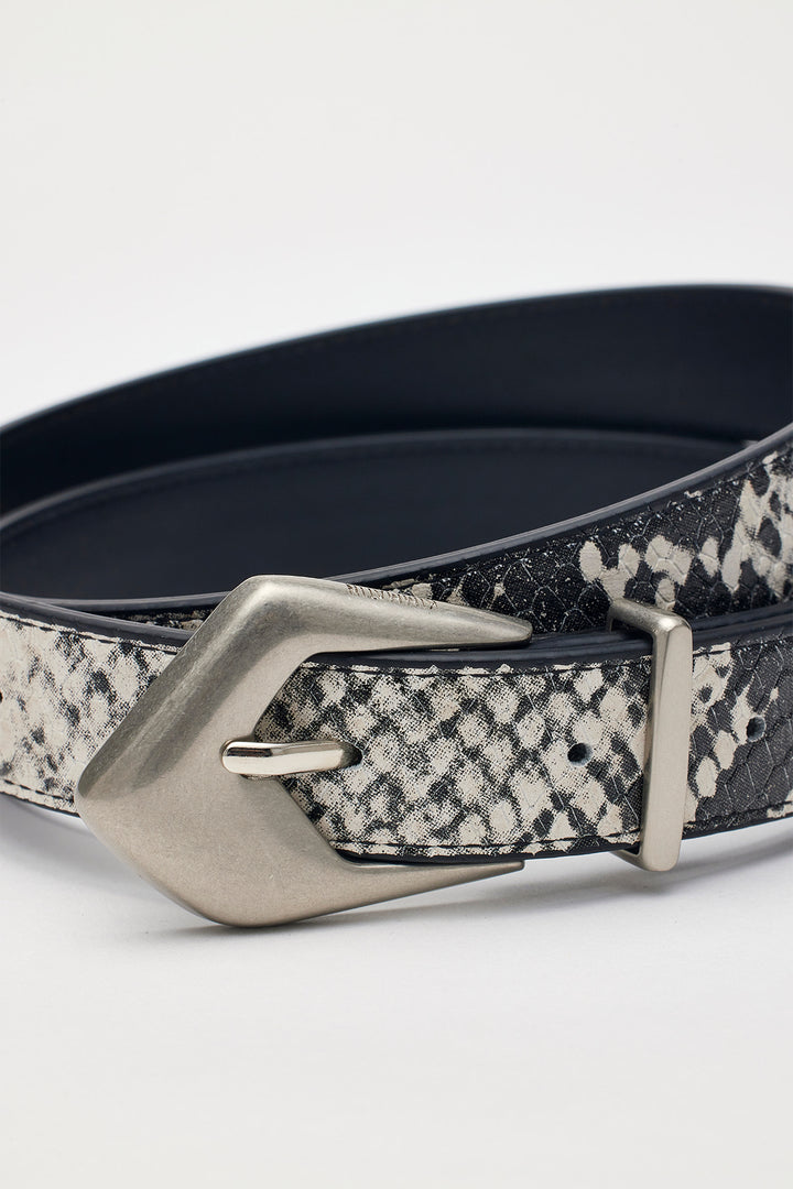 KIMMATIN Python Skin Leather Belt — Gray