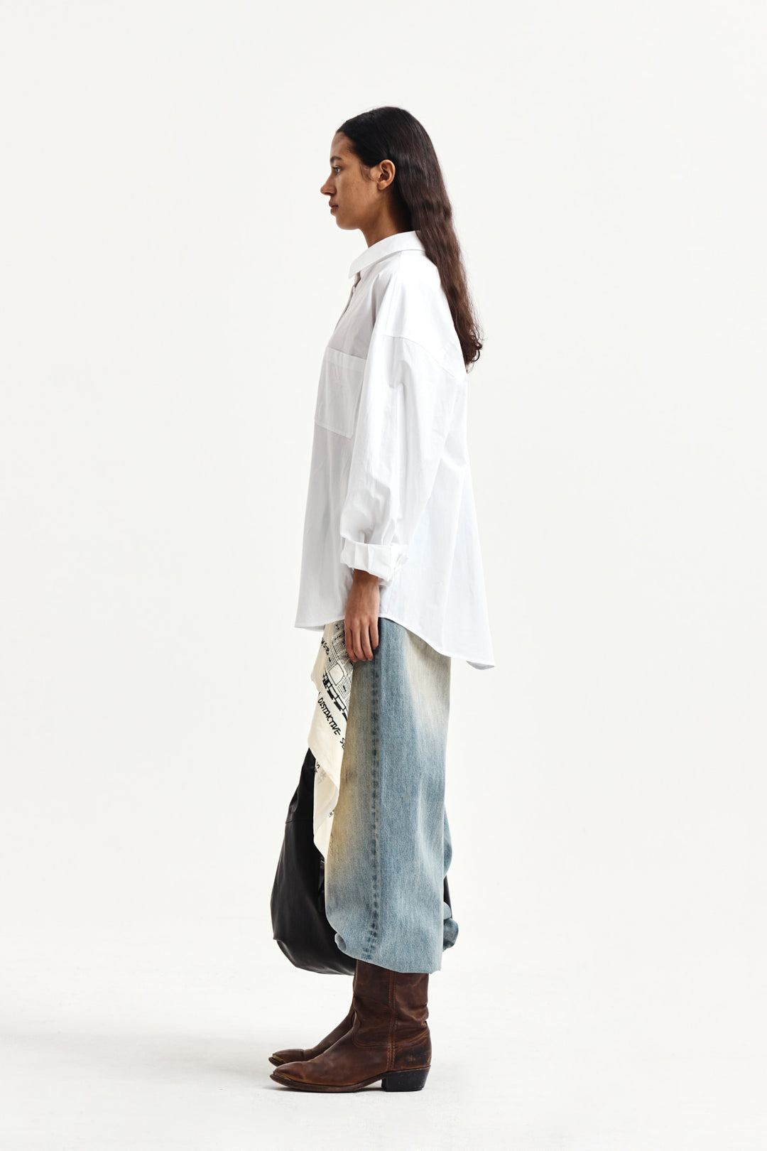 Matin Kim Embroidery Small Logo Shirt — White