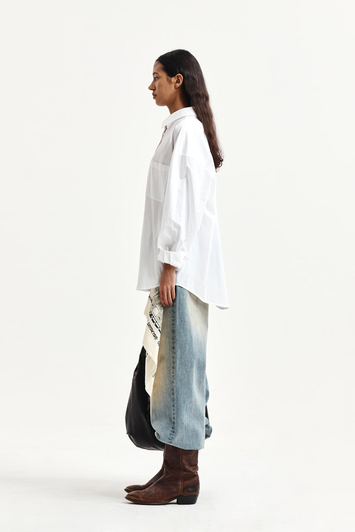 Matin Kim Embroidery Small Logo Shirt — White