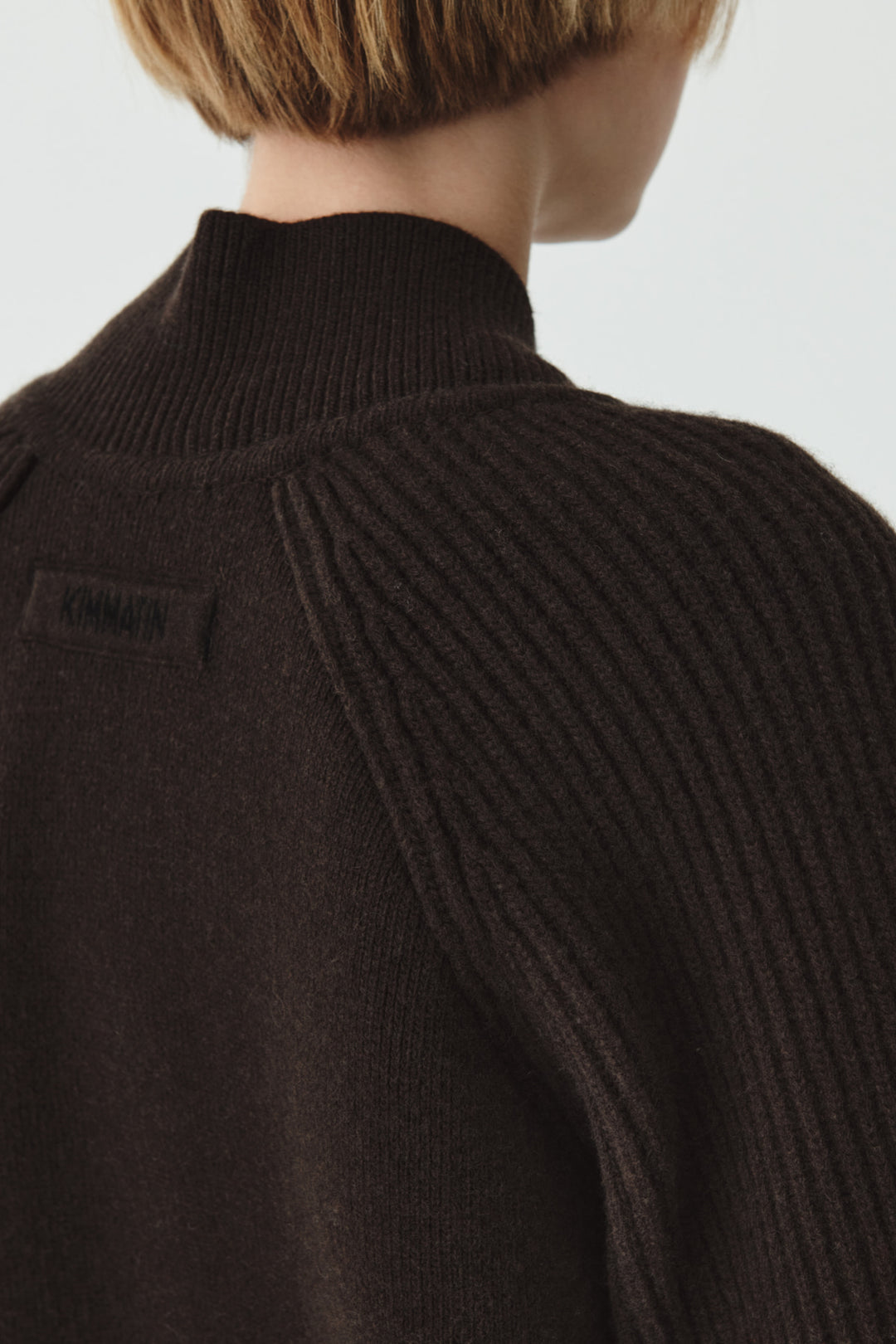 KIMMATIN Raglan Pocket Knit Zip Up — Brown