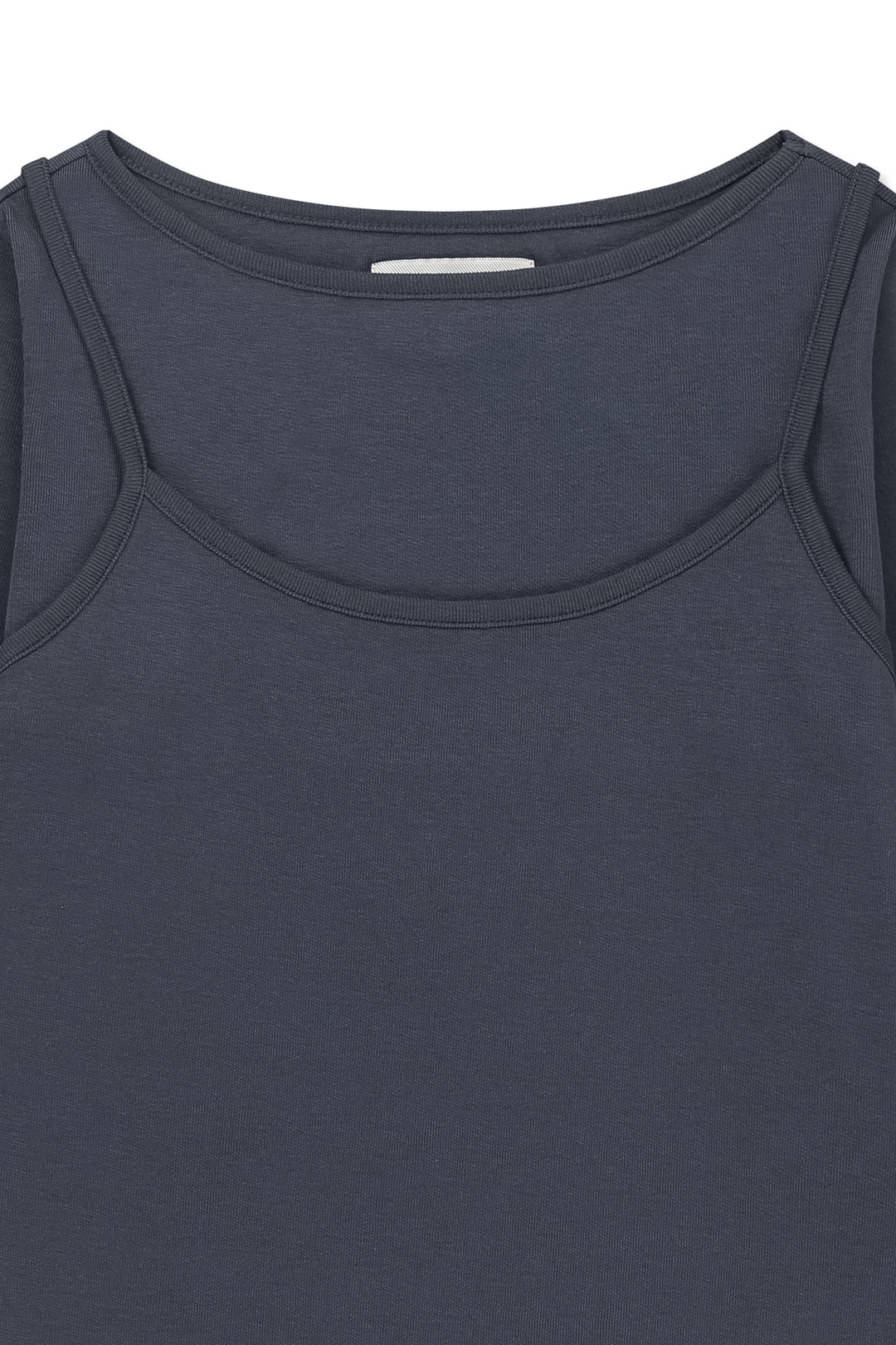 Matin Kim 3/4 Sleeve Layered Tank Top in Smoke — Blue