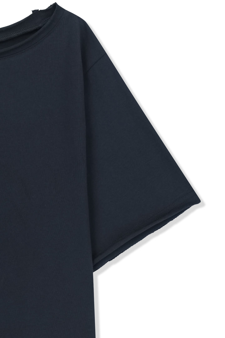 Matin Kim MTK 16 Graffiti Logo Asymmetric Top — Navy blue
