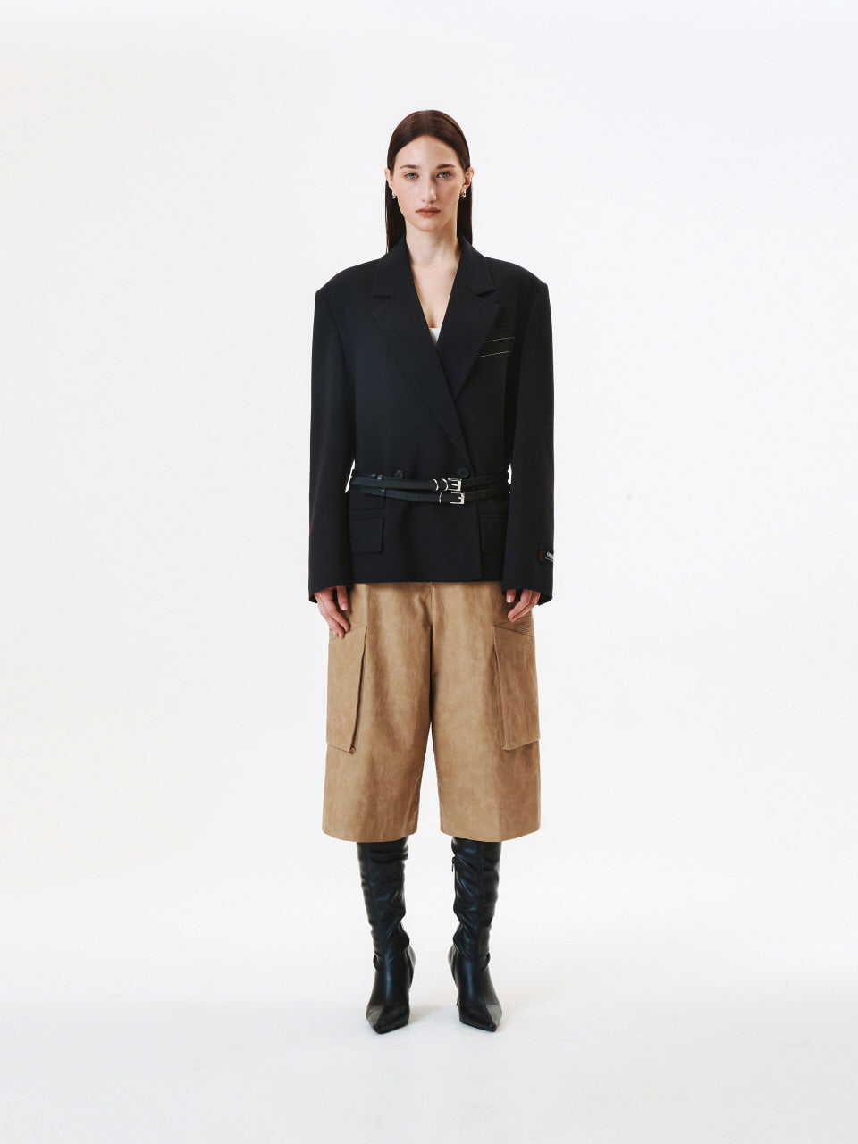 KIMMATIN Oversize Low Edge Crop Jacket — Black