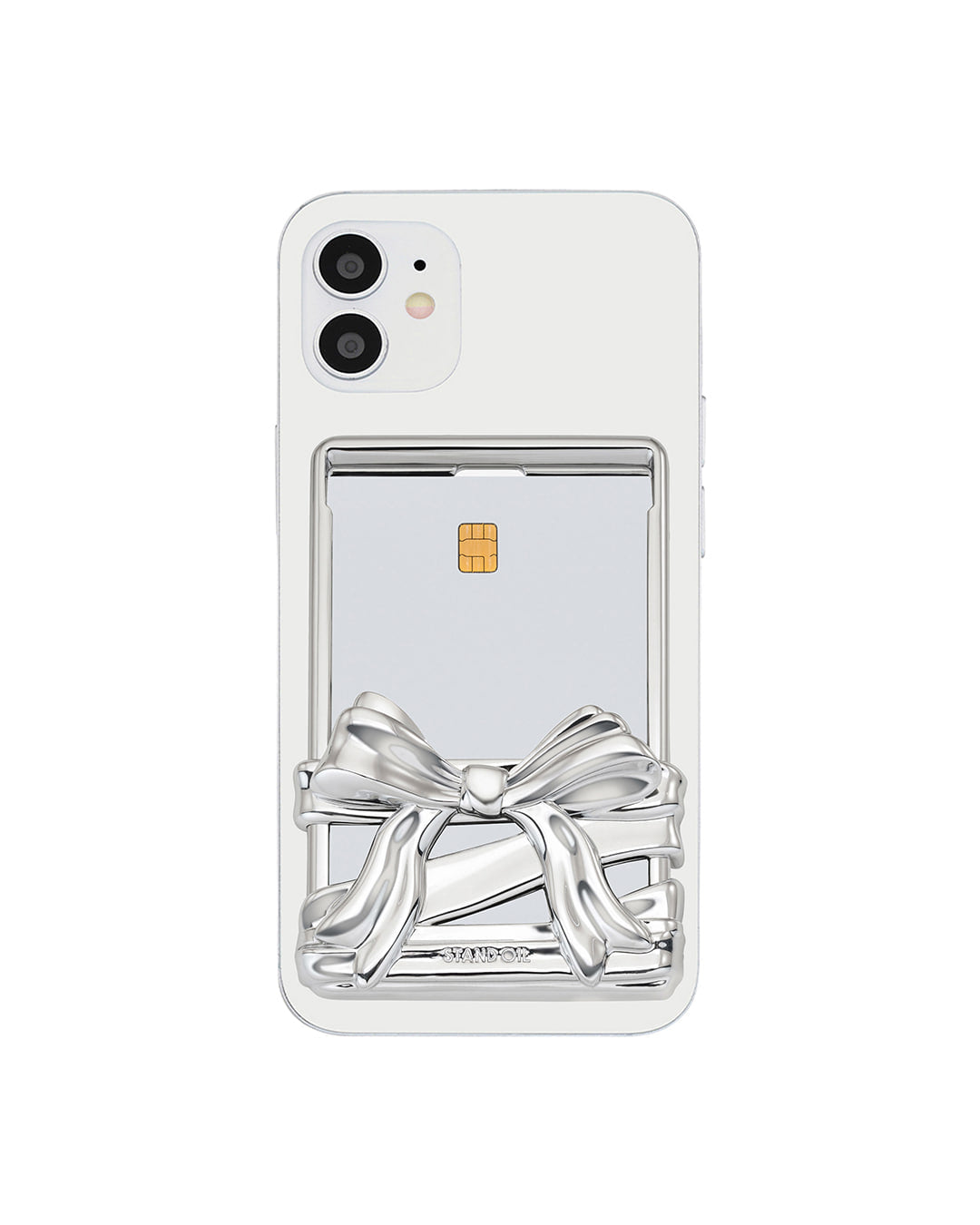 Stand Oil Bow Card Holder — MagSafe — Silver