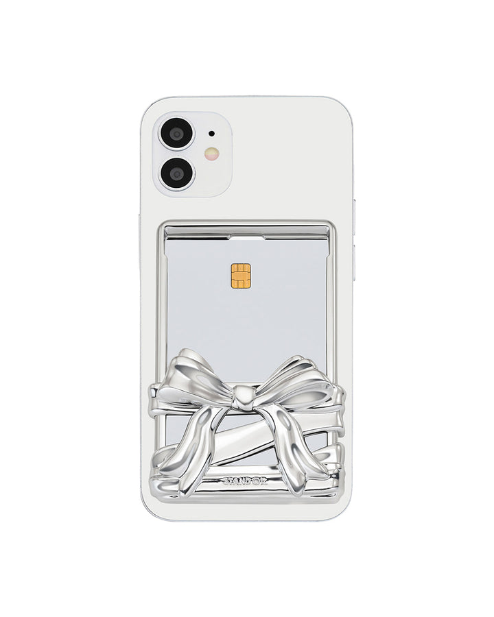 Stand Oil Bow Card Holder — MagSafe — Silver