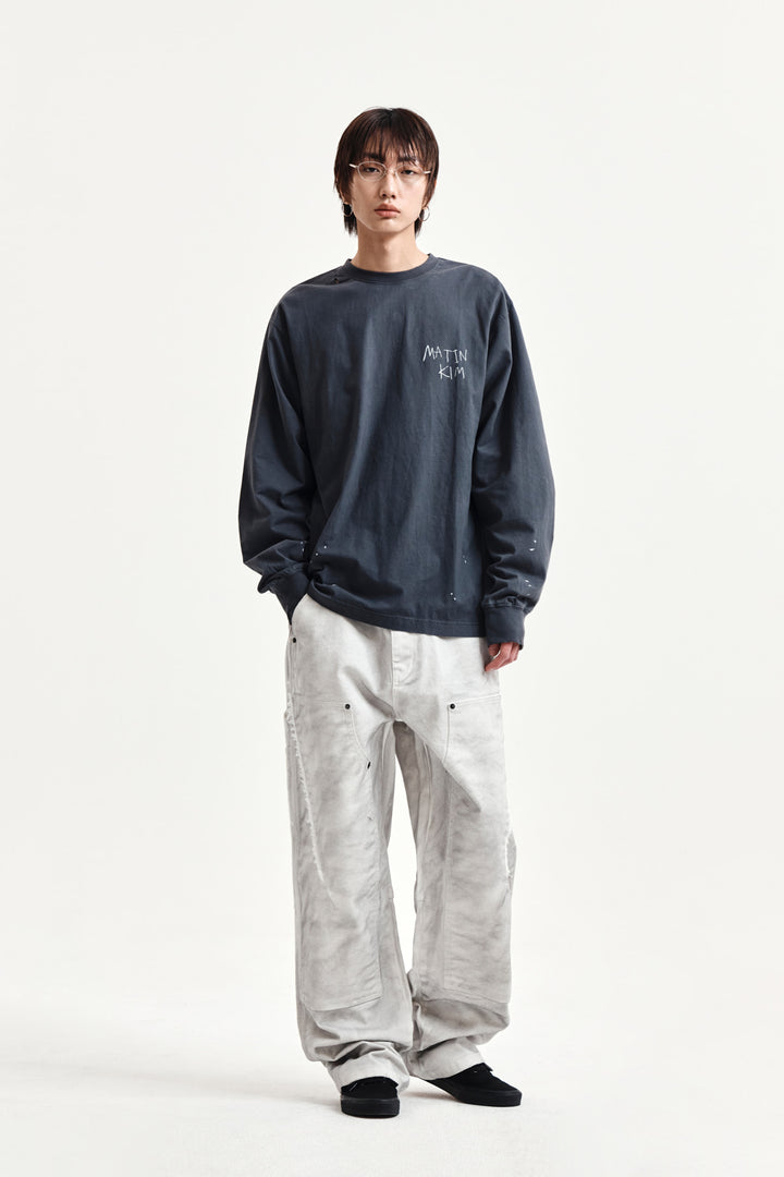 Matin Kim Vintage Washed Logo Top — Charcoal