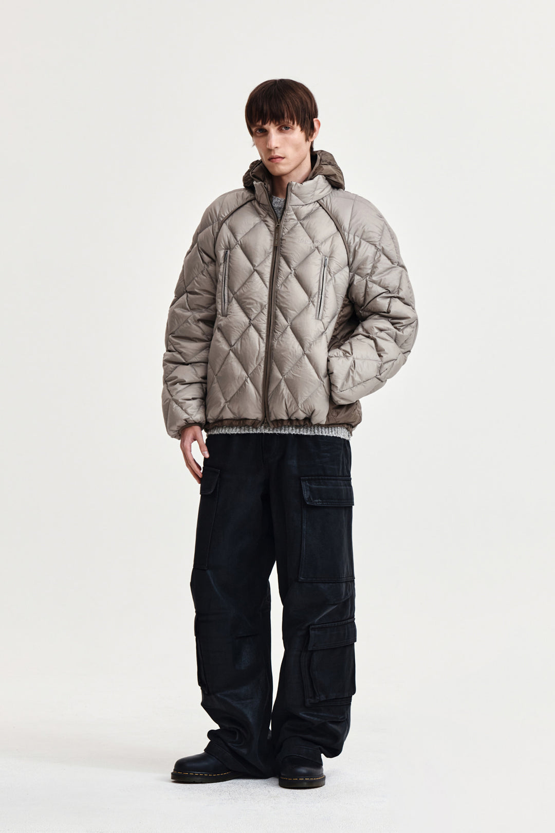 Matin Kim Quilting Hoody Lightweight Jumper — Beige