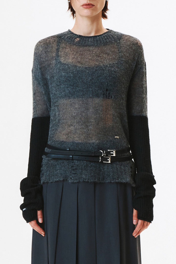 KIMMATIN Hand Warmer Layered Pullover — Charcoal