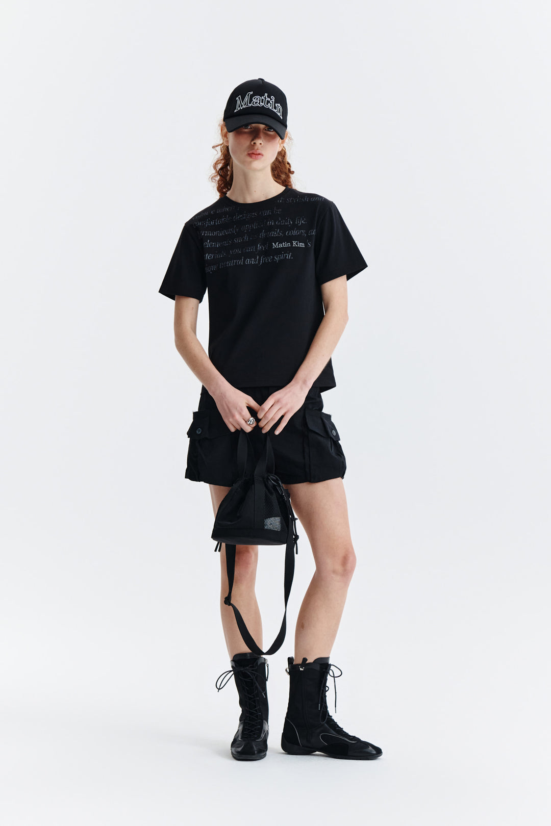 Matin Kim Logo Point Lettering Graphic Top — Black