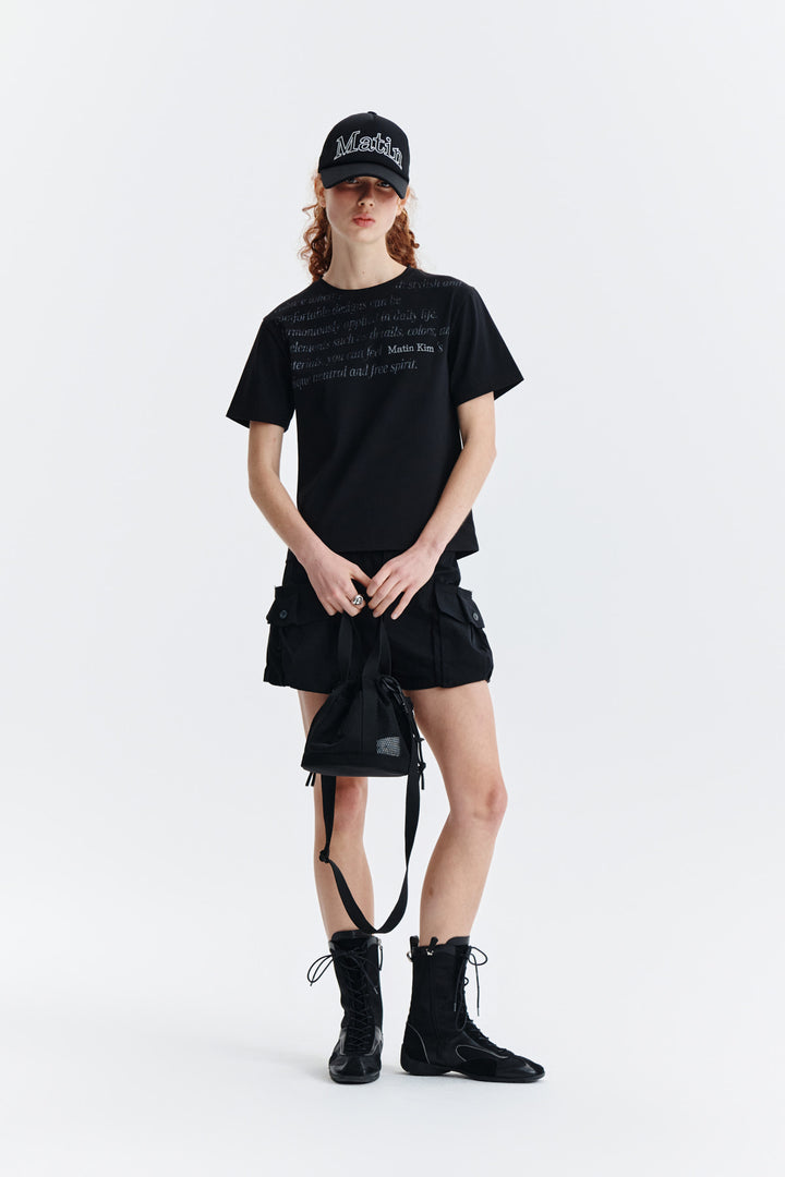 Matin Kim Logo Point Lettering Graphic Top — Black