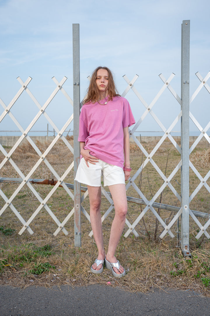 Matin Kim Cut Line Point Denim Shorts — White