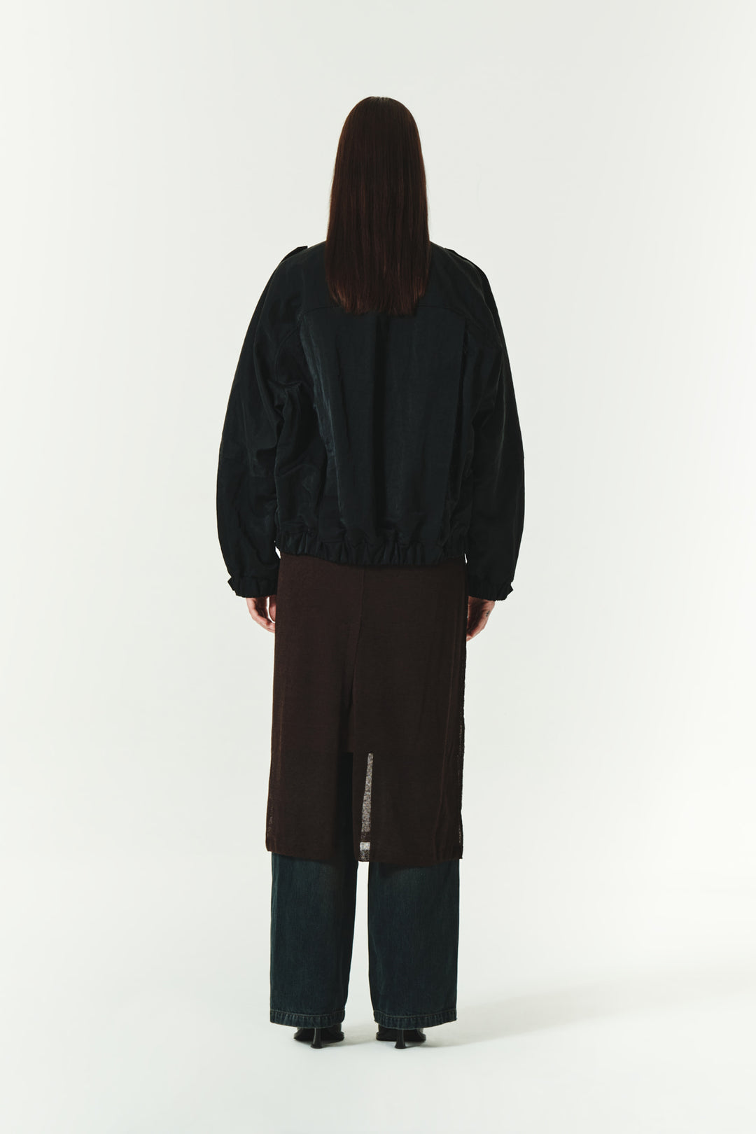 KIMMATIN H Line Sheer Knit Skirt — Brown