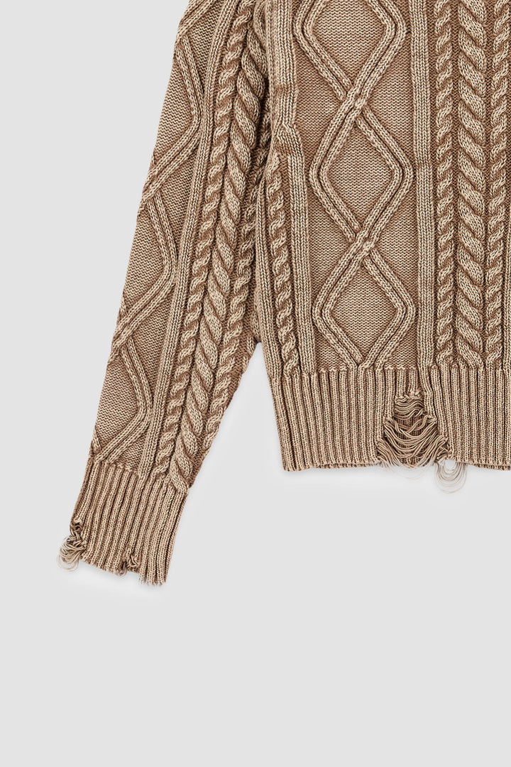KIMMATIN Washed Cable Pullover — Beige