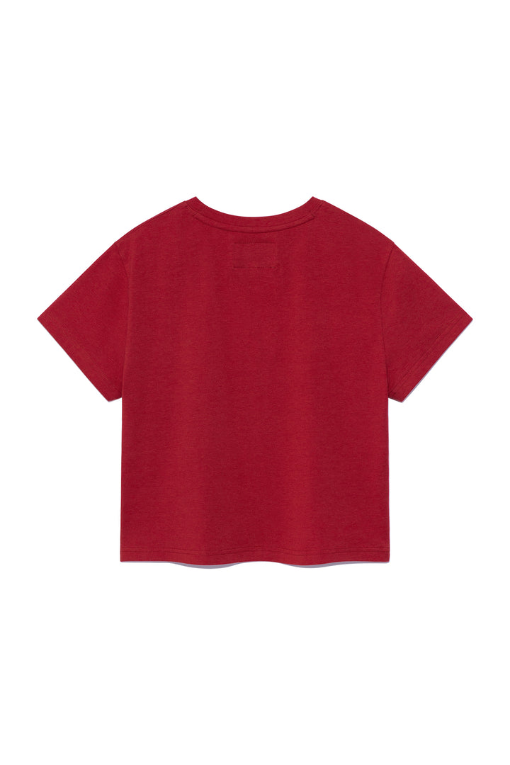 Matin Kim Dusty Typo Graphic Crop Top — Red