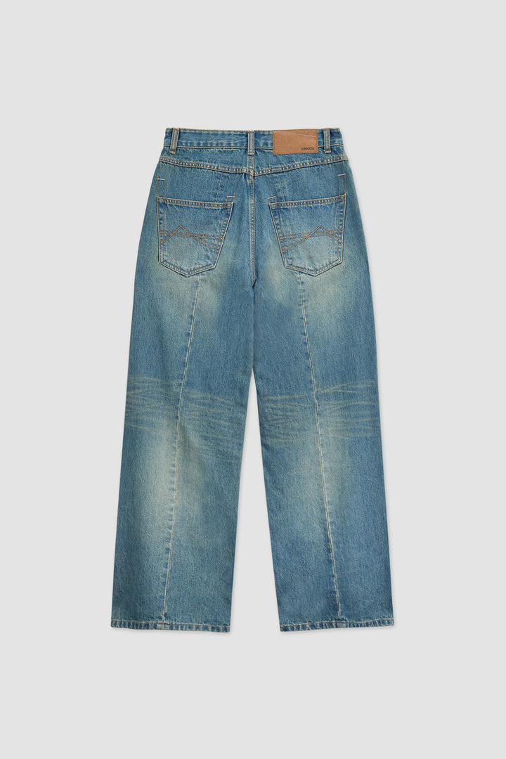 KIMMATIN Washed Wide Denim Pants — Blue