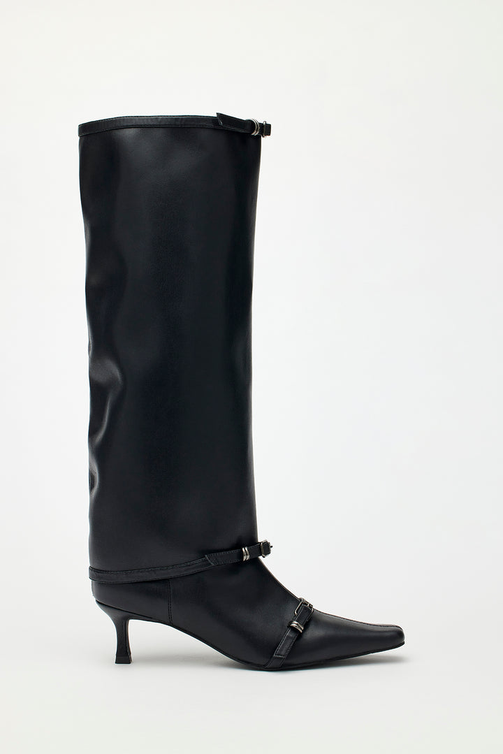 KIMMATIN Layered Socks Ankle Boots — Black