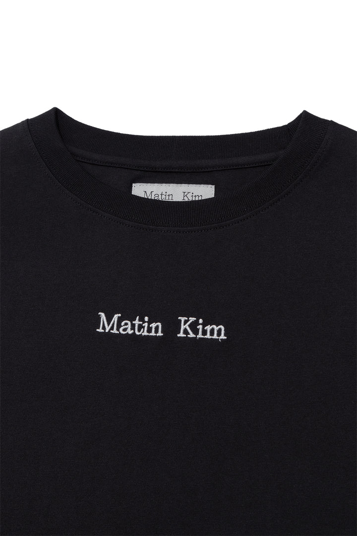 Matin Kim Embroidery Small Logo Oversize Top — Black
