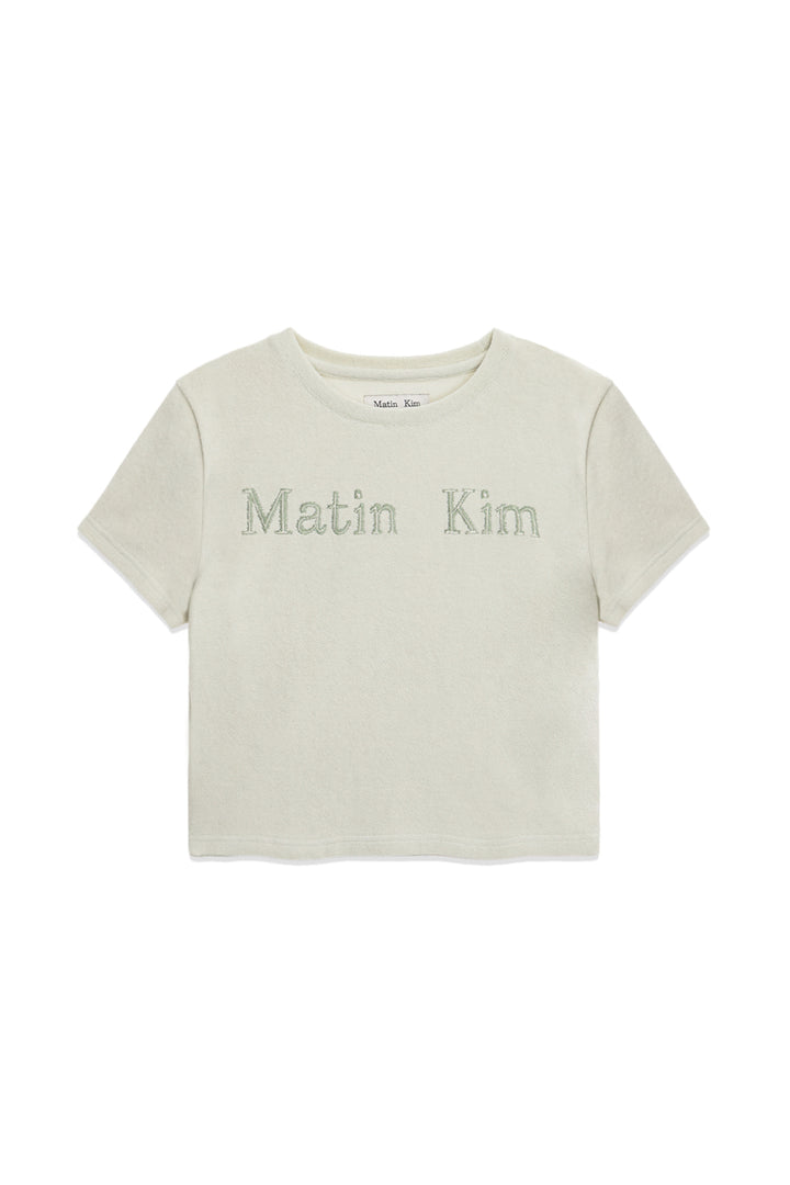 Matin Kim Logo Point Terry Crop Top — Green