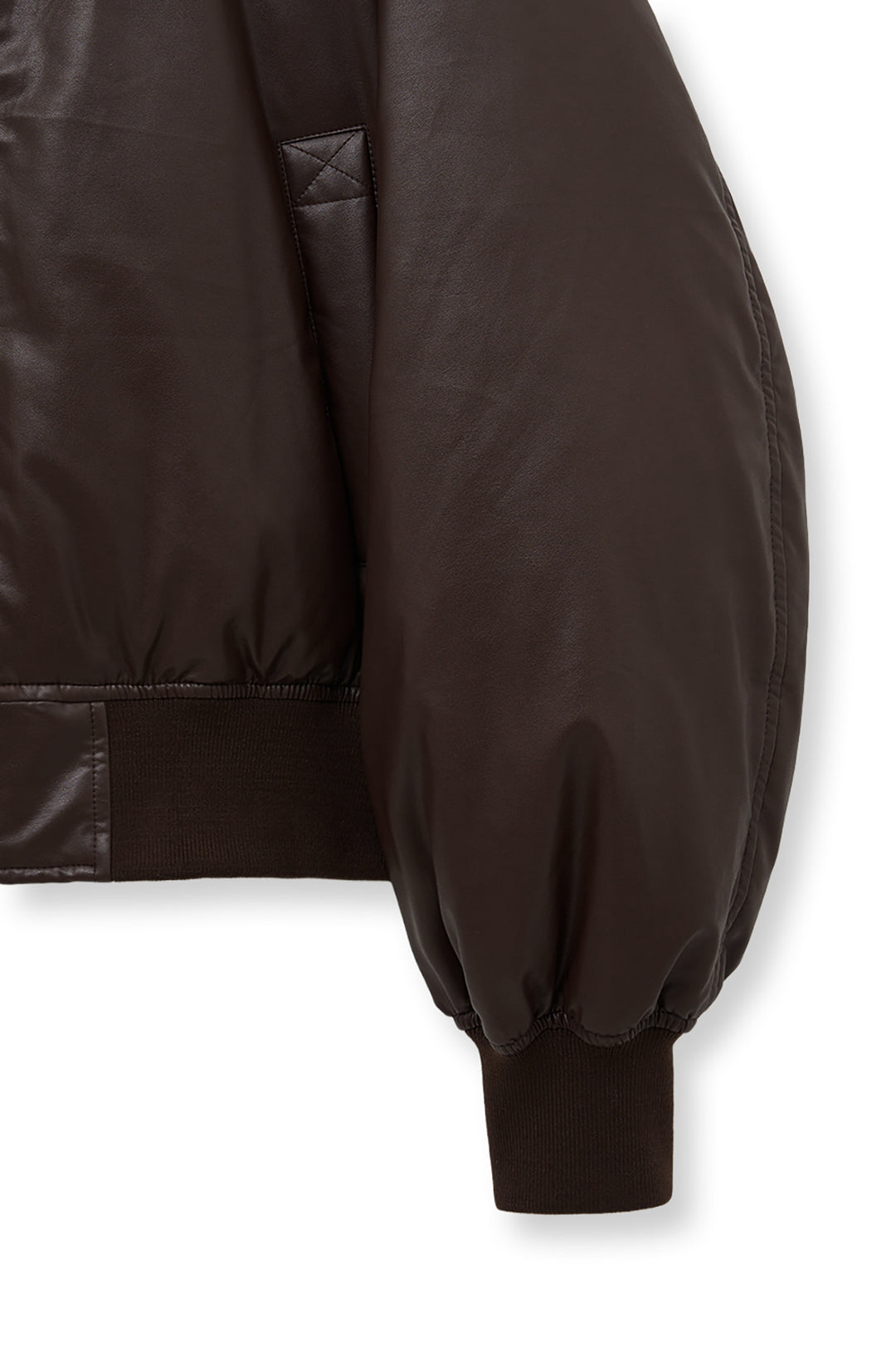 Matin Kim Faux Leather Down Jumper — Brown