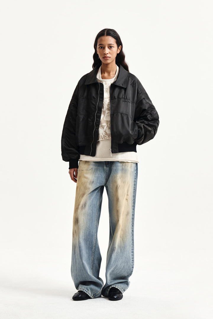 Matin Kim Small Logo Shirring Jumper — Khaki