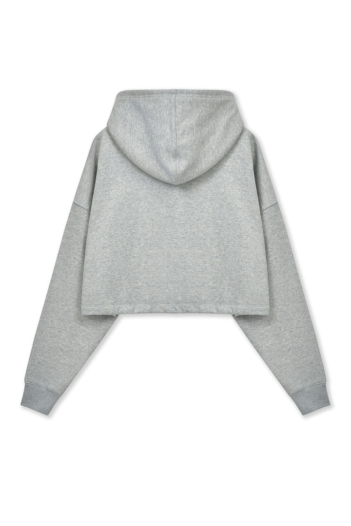Matin Kim Graffiti Logo Crop Hoodie — Gray