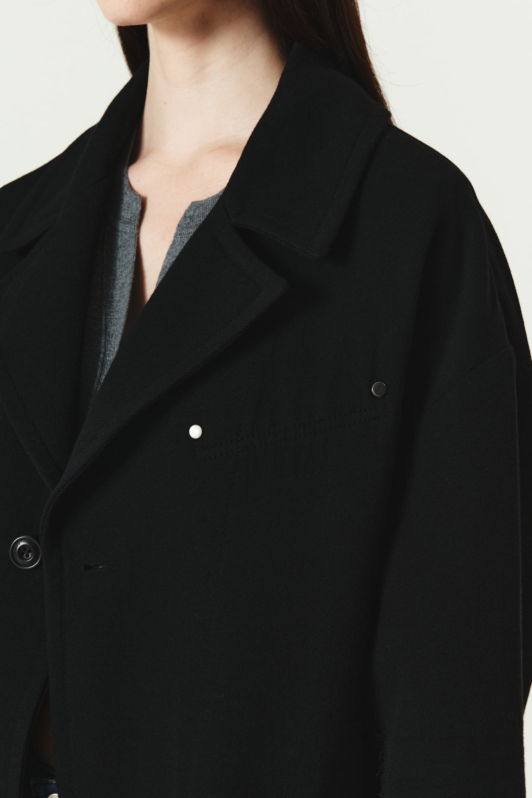 KIMMATIN Reversible Wool Cotton Oversized Coat — Black
