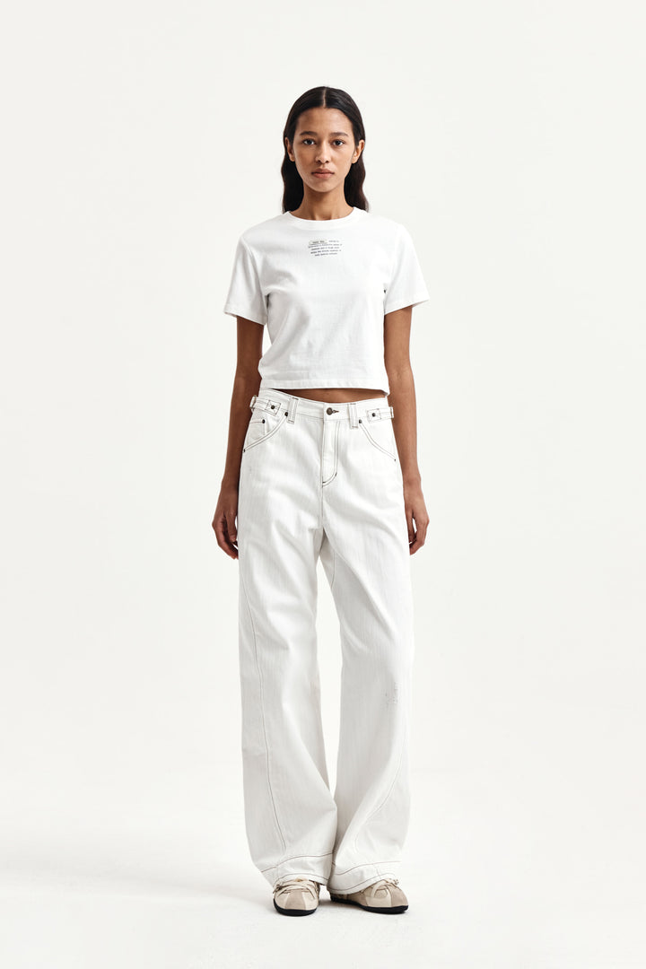 Matin Kim Label Point Lettering Crop Top — White