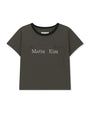 Matin Kim Tonal Rib Logo Crop Top — Charcoal