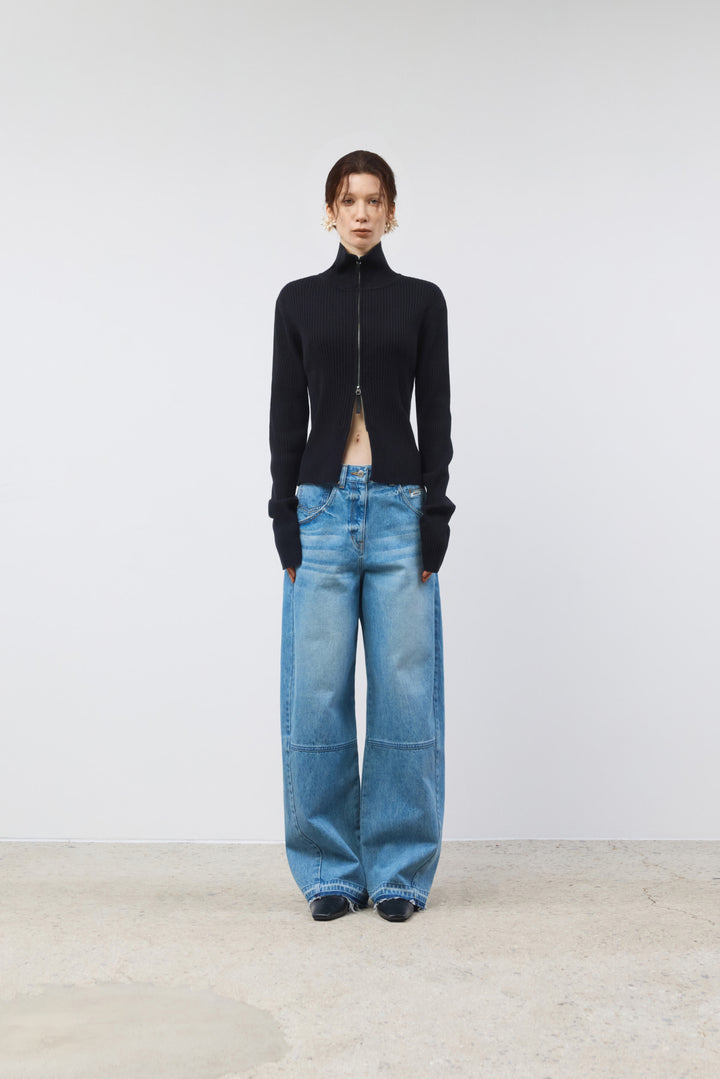 KIMMATIN Twisted Seam Denim Pants — Blue