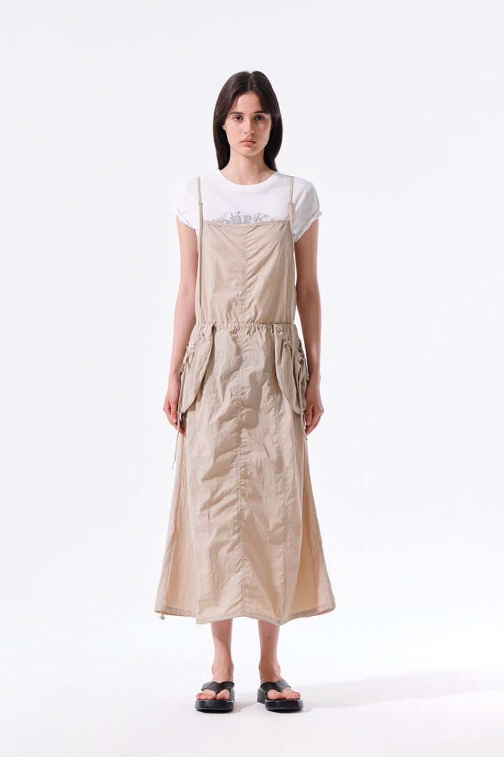 Matin Kim Strap Detail Sleeveless Utility Dress — Beige