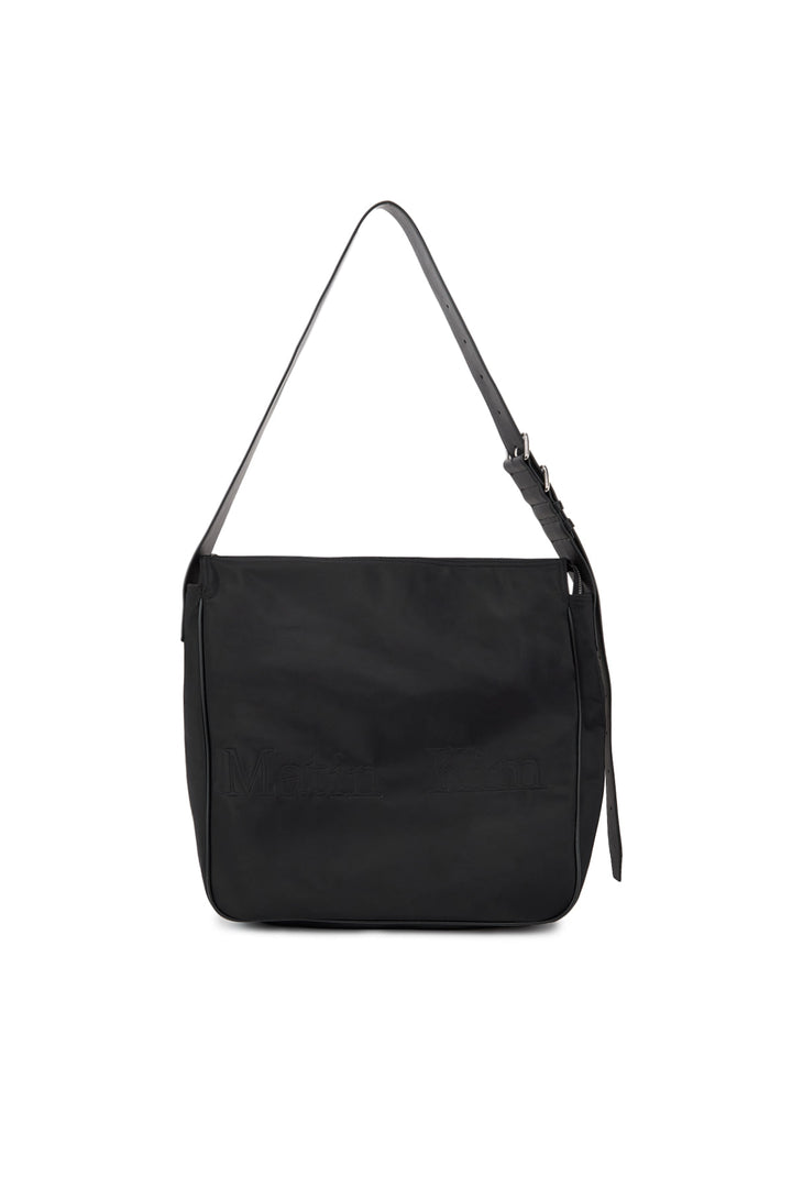 Matin Kim Embossed Logo Nylon Shoulder Bag — Black