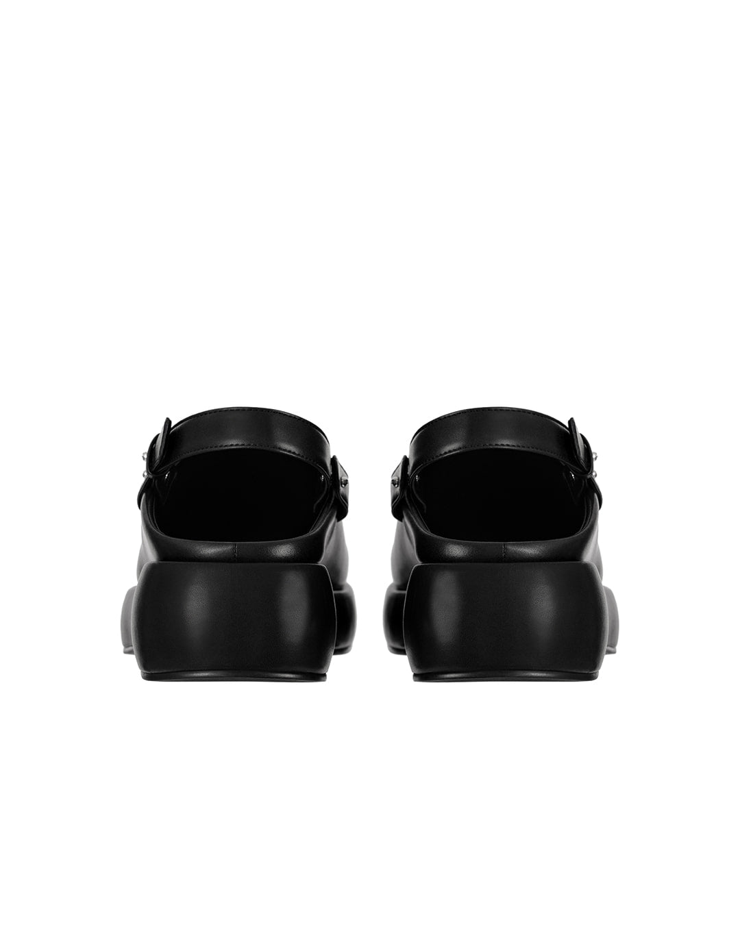 Stand Oil Hatched Mule — Sculptural Chunky Sole — Black