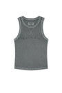 Matin Kim Distressed Sleeveless Logo Top — Light Grey