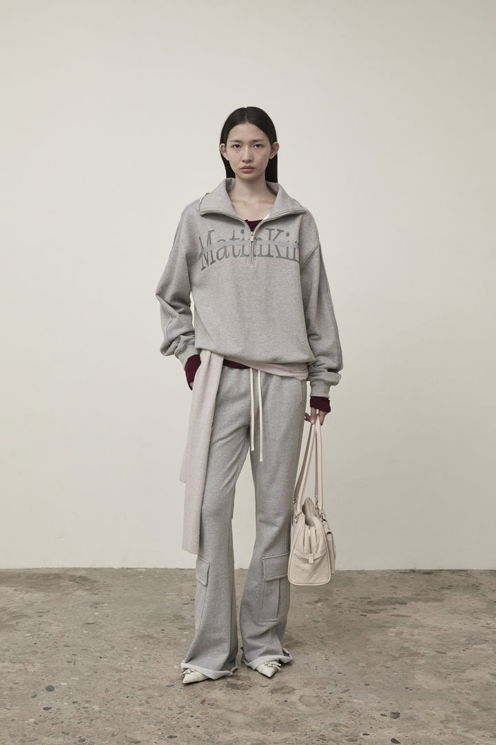 Matin Kim Cut Out Half Zip Sweatshirt — Gray