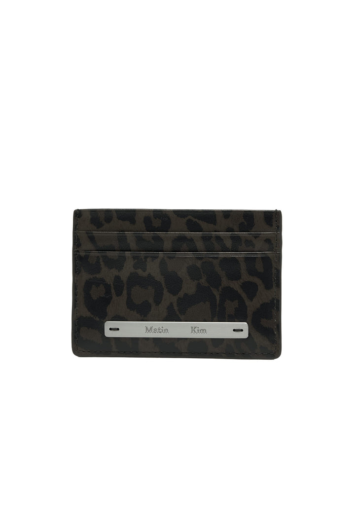 Matin Kim Leopard Vintage Card Wallet — Charcoal