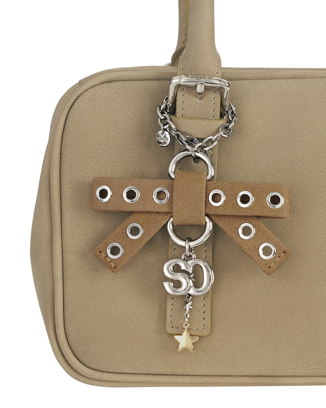 Stand Oil Bow Charm Keyring — Camel