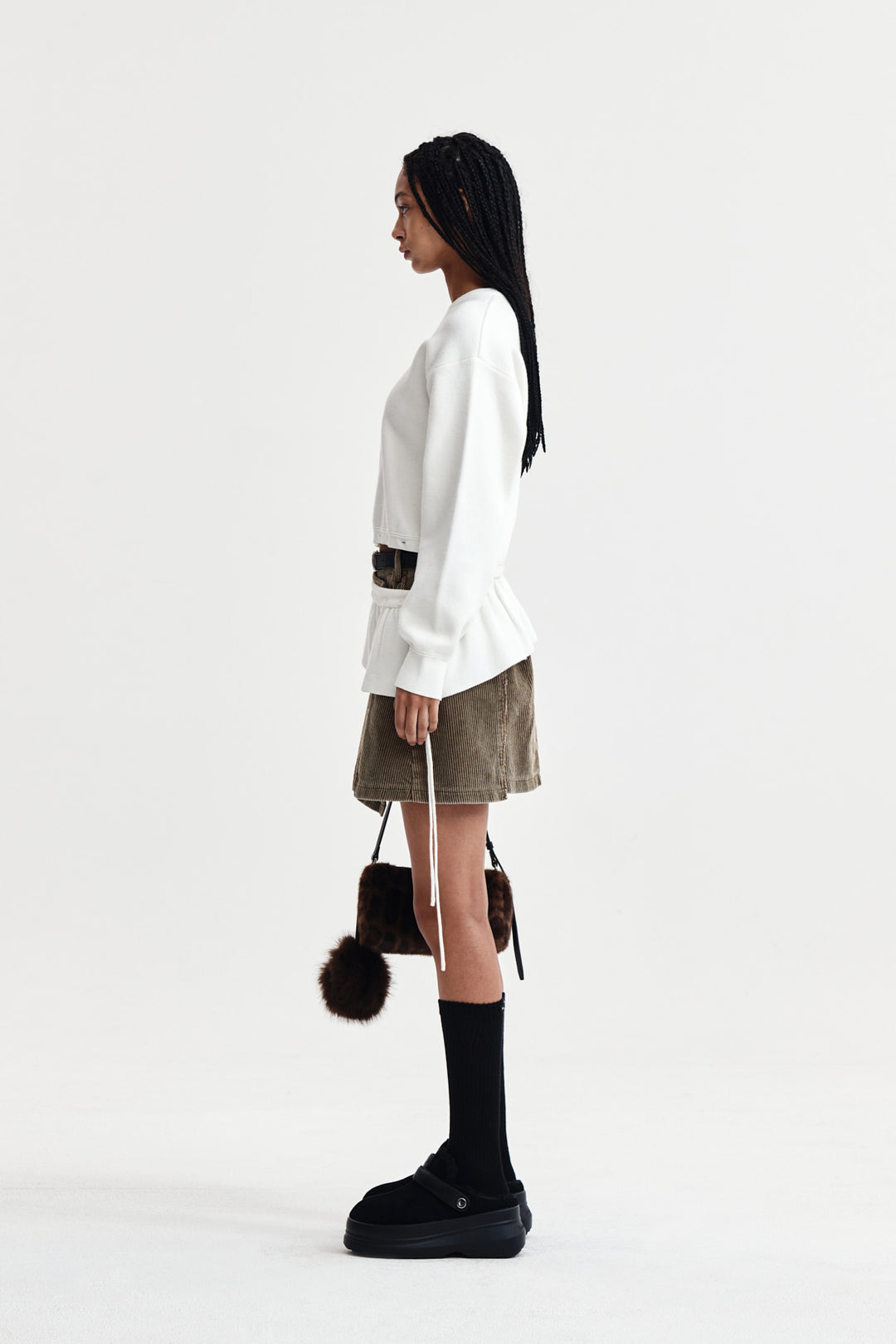 Matin Kim Detachable Skirt Knit Pullover — Ivory