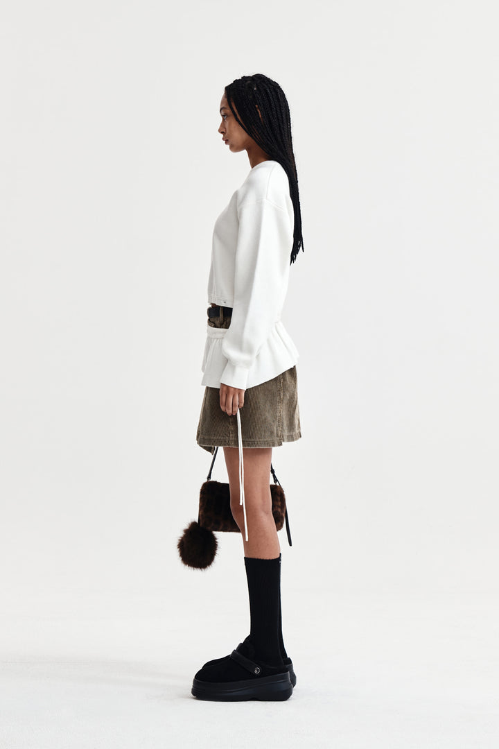 Matin Kim Detachable Skirt Knit Pullover — Ivory