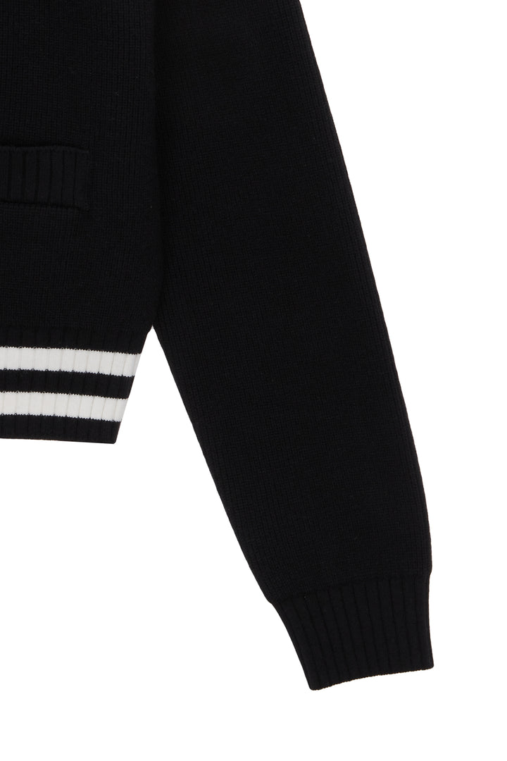 Matin Kim Spell Point Stripe Knit Cardigan — Black