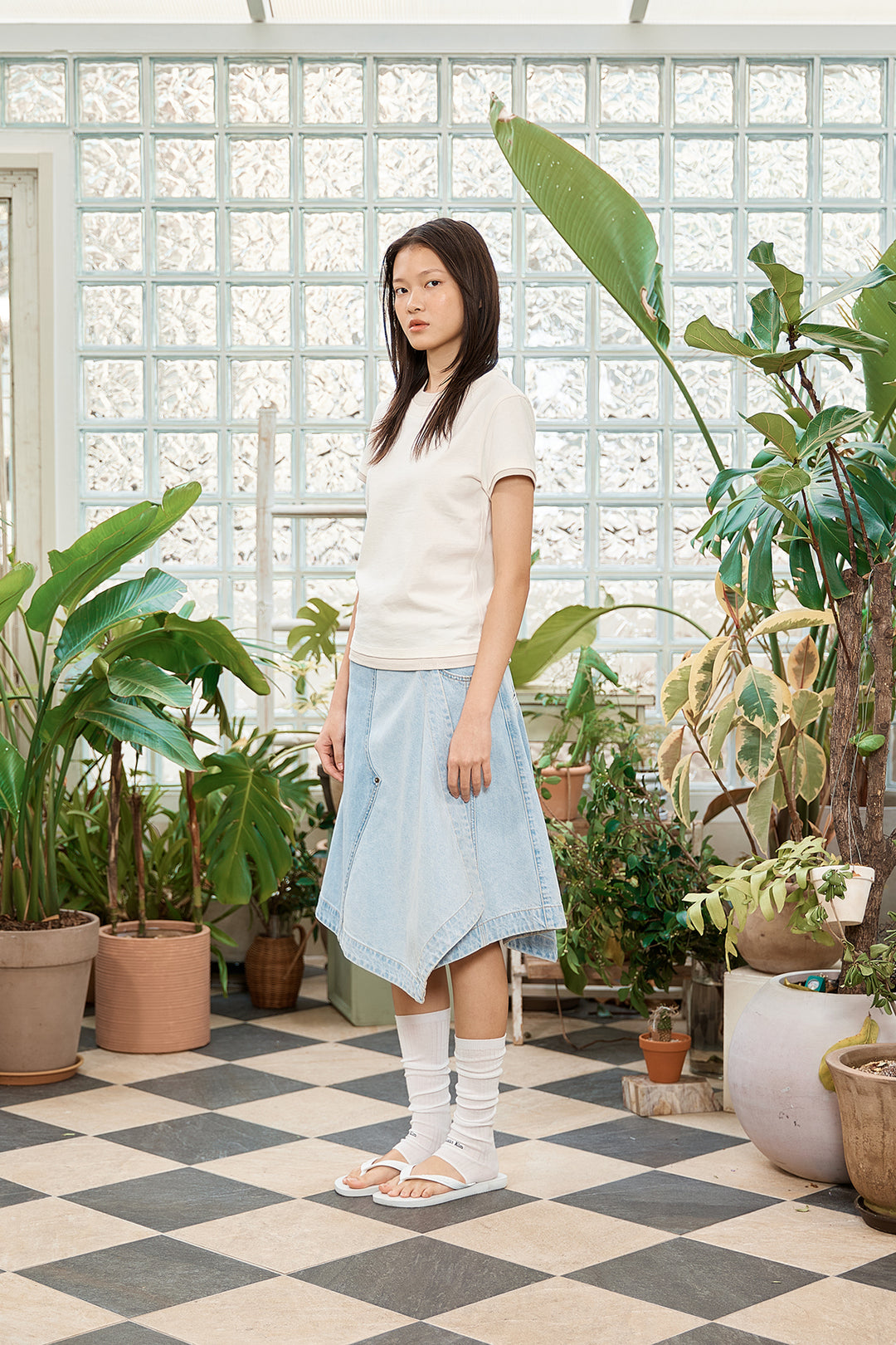 Matin Kim Color Point Layered Top — Ivory