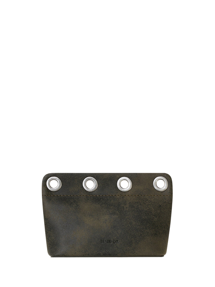 Stand Oil Loop Eyelet Pouch — Square Keychain Bag — Washed Brown