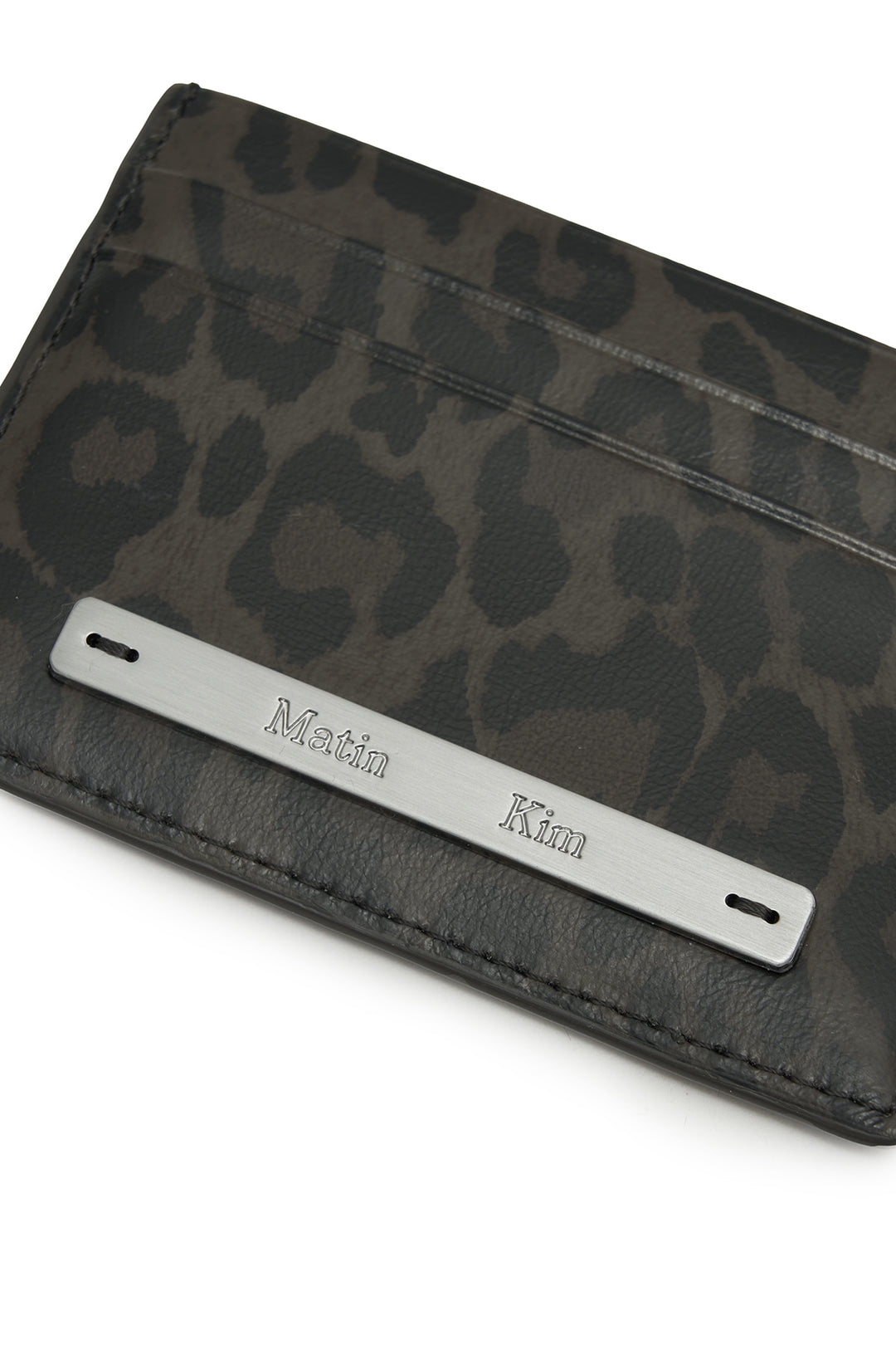 Matin Kim Leopard Vintage Card Wallet — Charcoal