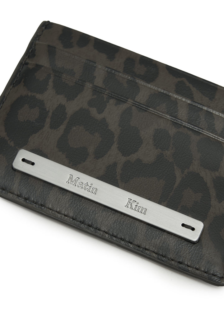 Matin Kim Leopard Vintage Card Wallet — Charcoal
