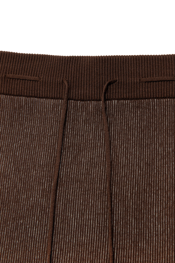Matin Kim Two Tone Banding Knit Mini Skirt — Brown