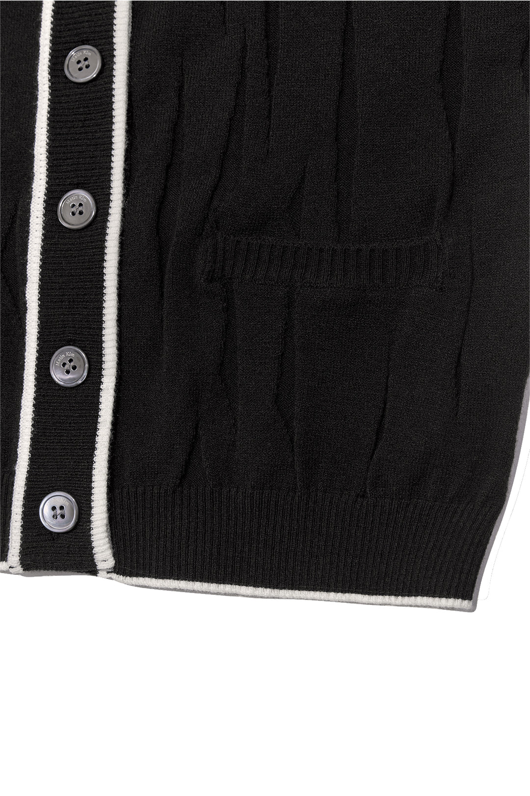 Matin Kim Wrinkle Hoody Button Knit Vest — Black