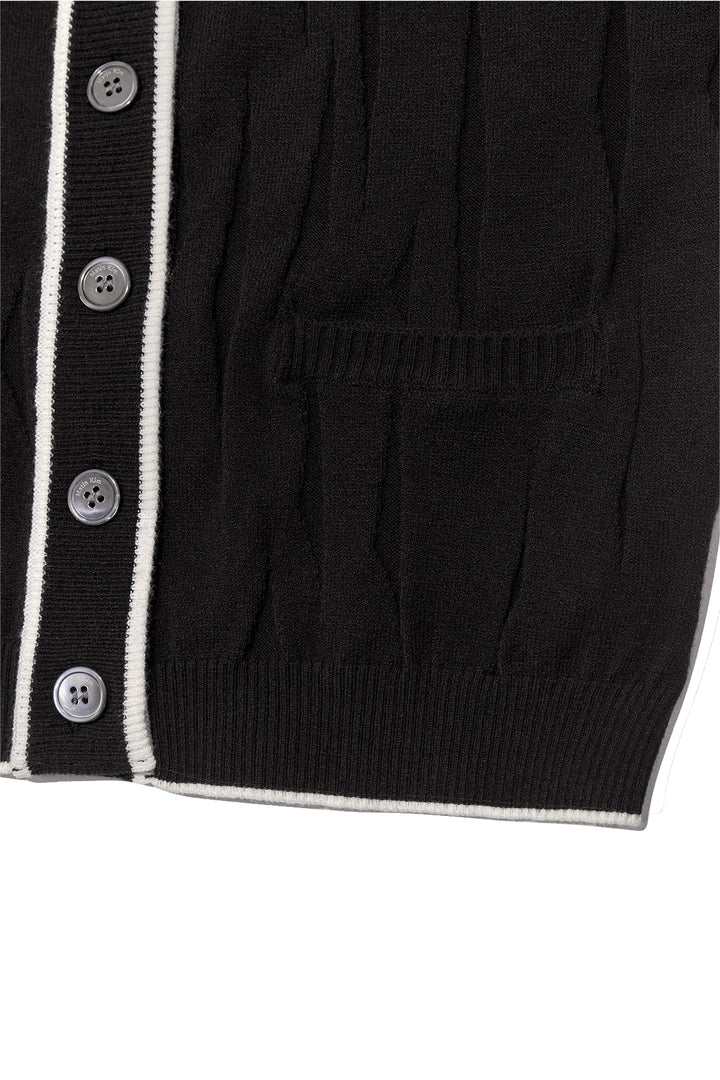 Matin Kim Wrinkle Hoody Button Knit Vest — Black