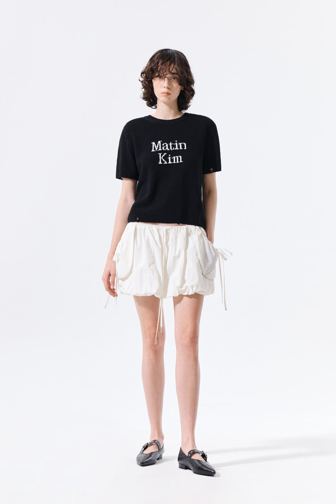 Matin Kim Half Sleeve Logo Pullover — Black