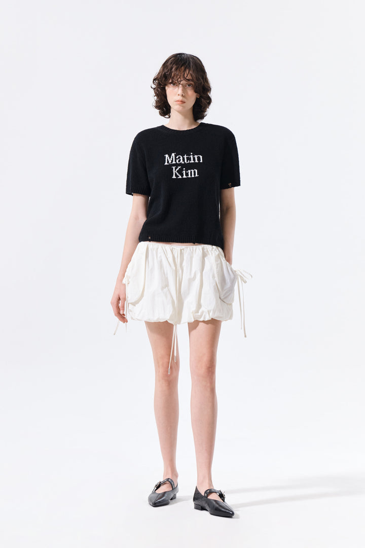 Matin Kim Half Sleeve Logo Pullover — Black